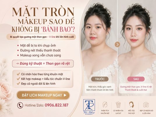 trang điểm cô dâu mặt tròn